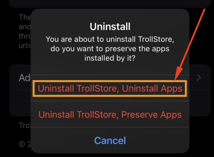Unnstall TrollStore & Apps